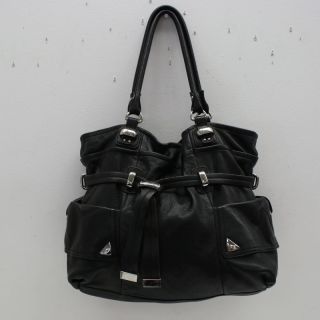 Makowsky Black Genuine Leather Large Handbag