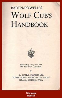 Wolf Cubs Handbook Lord Baden Powell 1955 Boy Scout Book