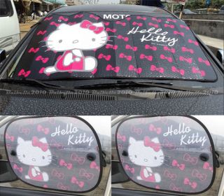 3pcs Hello Kitty Car Windshield Sun Shade Visors Summer Cooling 