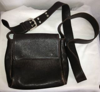 Roots Canada Dark Brown Leather Cross Body Bag Purse Made in Canada 