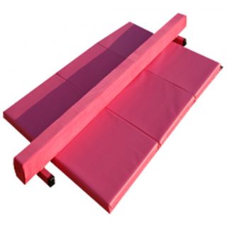 New 8 ft Pink Suede Gymnastics Balance Beam and Pink Folding Mat