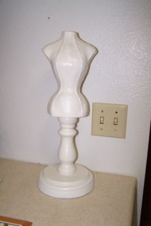 Antique White Dress Form Miniature Statue Jewelry Display 18 x 6 75 