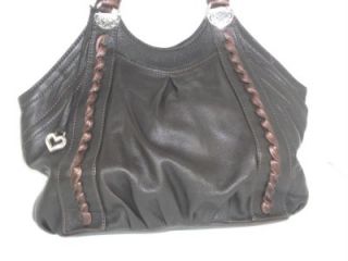 Brighton Dark Brown Bronze Avery Leather Tote Handbag Purse Authentic
