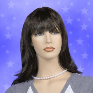 Long Straight Brown Wig with Highlights and Bangs Z7486