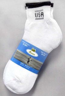New Wholesale Lot 12 Pairs USA Mens Ankle Length Crew Socks White 