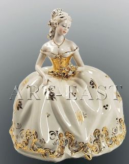 LADY ROSE Sabadin Vittorio STUNNING SCULPTURE Porcelain Gold Plated 10 