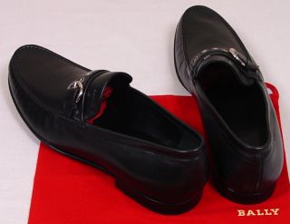 Bally Shoes $495 Black Logo Buckled Vamp Cantus Lambskin Loafer 12D 