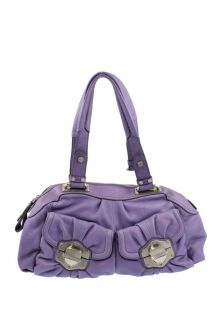 Makowsky New Purple Leather Front Pouch Shoulder Satchel Handbag 