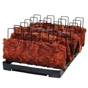 Barbecue Smoker Grill Oven Rib Briskets Rack Holder Space Saving Unit 