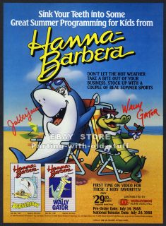 Jabberjaw Wally Gator Hanna Barbera Vintage 1988 Video Trade Promo Ad 