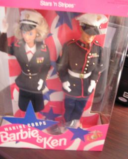 Wonderful Barbie Ken Stars N Stripes Marine Corps Dolls New in Box 