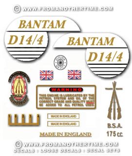 BSA Bantam Decals 1949 71 Decalsets for All Models