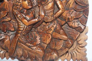 Bali craft wooden panel wall, Hand Wood Carved Statue, Bali Art
