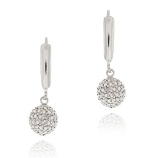 925 Silver Diamond Accent Ball Dangle Leverback Earrings