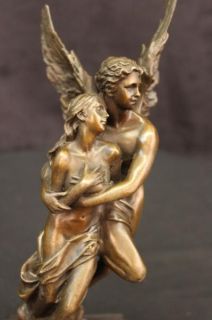 Vintage Lovers Angels Anniversary Wedding Bronze Cupid Statue Romance 