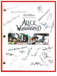 Alice in Wonderland Signed Movie Script rpt 24x Tim Burton Johnny Depp 