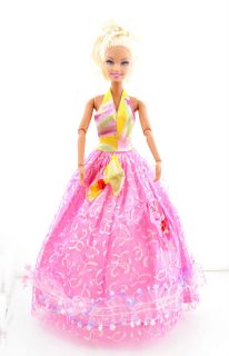   Handmade Pink Clothes party Dresses Gown Outfit for Barbie Doll Y01 2