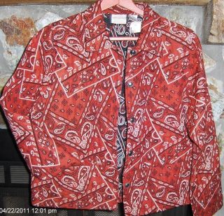 New Identity Bandana Print Red Ladies L Jacket Vtg
