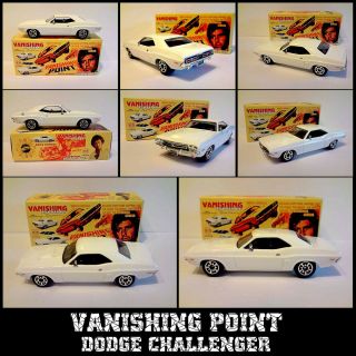 VANISHING POINT BARRY NEWMAN WHITE DODGE CHALLENGER CODE 3 AND DISPLAY 