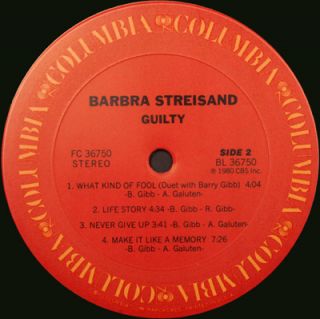   Barbra Streisand   Original 1980 Vinyl LP Album Signed by Barry Gibb