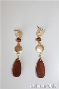 Calypso St Barth for Target Dangle Drop Post Earrings with Wood Beads 