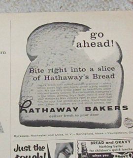 1957 Hathaway Bakers Bakery Delivery Man Bread Print Ad