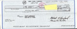 Jesse Barfield Yankees Signed Autographed Payroll Check