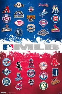 Major League Baseball TEAM LOGOS Poster   All 30 Teams, 2012 Updates!