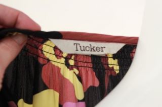 Tucker Floral on Black Classic Blouse Silk Crepe de Chine Sz s M 