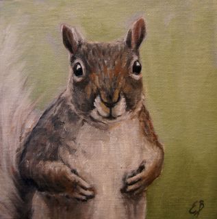 Elizabeth Barrett Original Oil Painting Animal Squirrel