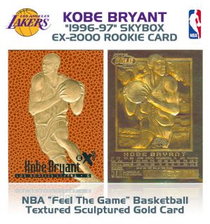    97 KOBE BRYANT Feel The Game NBA SKYBOX EX 2000 ROOKIE 23K GOLD Card