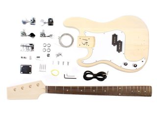 Left Hand P Bass Style Electric Bass Guitar Unfinished DIY Kit Project 