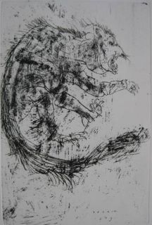 leonard baskin wild cat etching