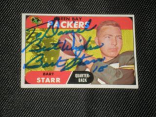 HOF Bart Starr 1968 Topps Signed Auto Card 1 Packers