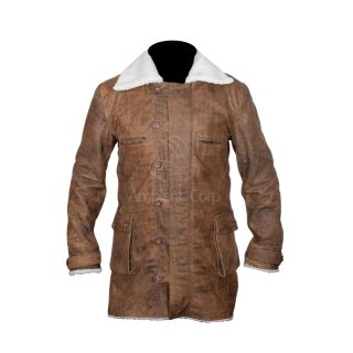 New Bane Jacket Genuine Cow Hide Leather Trench Coat Dark Knight Rises 