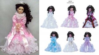 New Wholesale Lot 6 PC Quinceanera Porcelain Dolls with Umbrella Base 