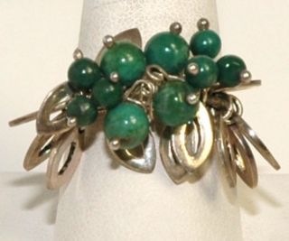 Vintage Barse 925 Sterling Silver Green Floral Jade Ring Size 10 12042 