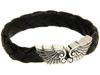King Baby Studio Small Leather Braided Bracelet with Wing Clasp