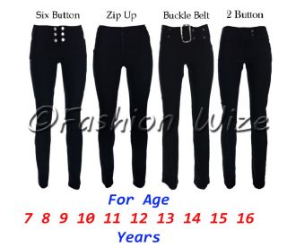NEW GIRLS BLACK GREY NAVY SCHOOL TROUSERS PANTS STRETCH HIPSTER 