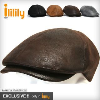 ililily Brand New Mens Leather Gatsby Flat Ivy Cap Cabbie Hat Newsboy 
