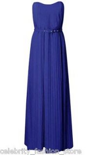 FRENCH CONNECTION BLUE PLEATED SHELBYS SUMMER MAXI BRIDESMAID DRESS 8 