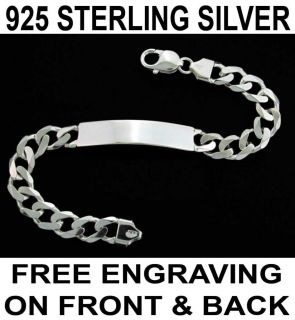 925 STERLING SILVER MENS GENTS ENGRAVED ID IDENTITY BRACELET WITH FREE 