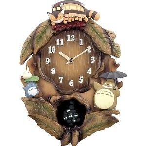 Rhythm analog clock Citizen pendulum Totoro clock with Makkurokurosuke 