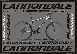 CANNONDALE FLASH 2012 BIKE STICKERS GRAPHICS DECALS CANNONDALE BIKES 