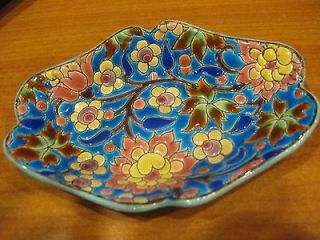 antique enameled hand painted side dish longwy france time left