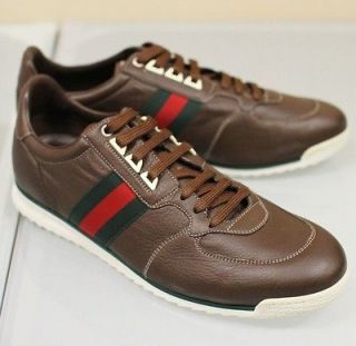   Authentic Gucci Mens Leather Running Shoes Sneakers 12.5G (13) Brown