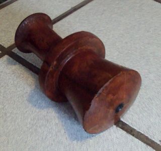 Vintage LARGE chunky timber wooden fishing hand reel spool