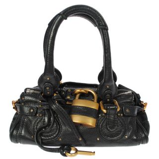 Authentic Chloe Paddington Hobo Hand Bag Black Made In Italy Padlock 