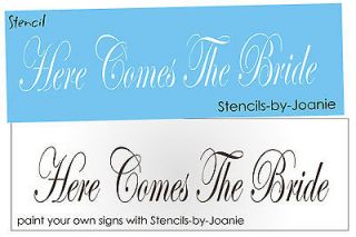 Wedding STENCIL Here Comes The Bride Shabby Cottage Chic Love French 
