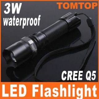 3W CREE Q5 LED Chargeable Flashlight Torch Adjustable Focus Beam Light